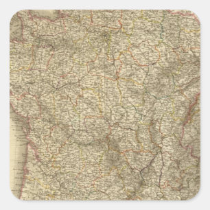Karte von Frankreich Quadratischer Aufkleber
