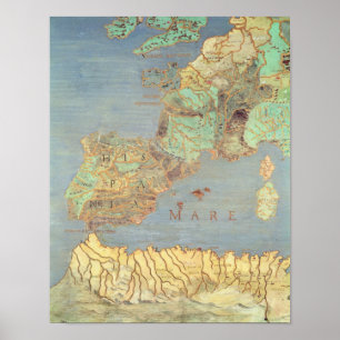 Karte von Frankreich, von Spanien und von Poster