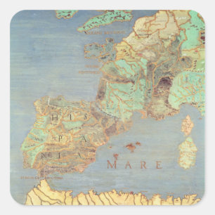 Karte von Frankreich, von Spanien und von Quadratischer Aufkleber