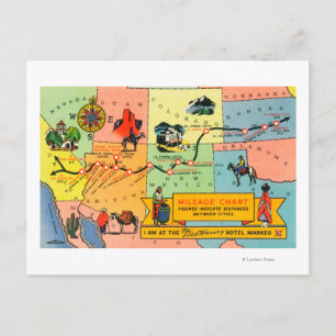 Karte von Fred Harvey Hotel LocationsCA zu KS