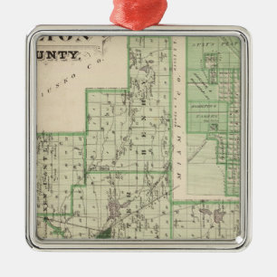 Karte von Fulton County mit Rochester, Fulton Co Ornament Aus Metall