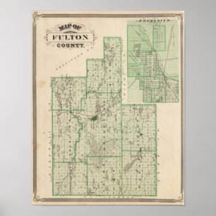 Karte von Fulton County mit Rochester, Fulton Co Poster
