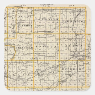 Karte von Fulton County und von Lewistown Quadratischer Aufkleber