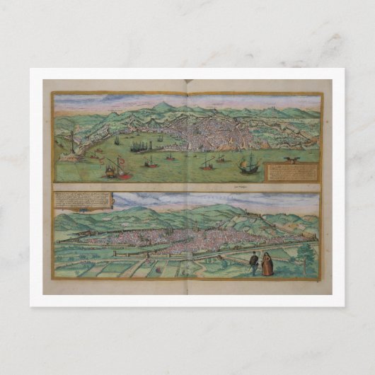 Karte von Genua und Florenz, von 'Civitates Orbis (Vorderseite)