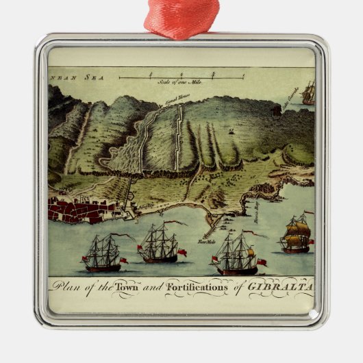 Karte von Gibraltar 1765 Ornament Aus Metall (Vorne)