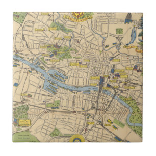 Karte von Glasgow, England Fliese