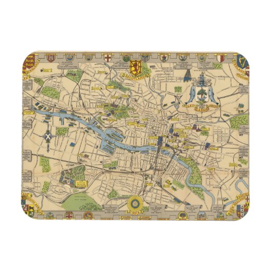 Karte von Glasgow, England Magnet (Horizontal)