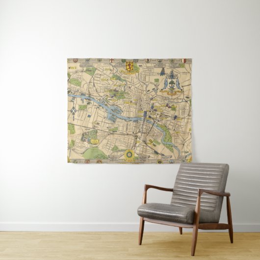 Karte von Glasgow, England Wandteppich (Beispiel (Horizontal))