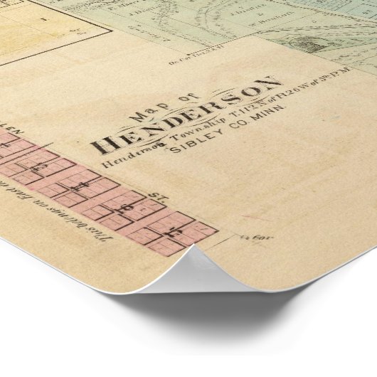 Karte von Glencoe, Karte von Henderson, Minnesota Poster (Ecke)