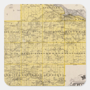 Karte von Goodhue Landkreis, Minnesota Quadratischer Aufkleber