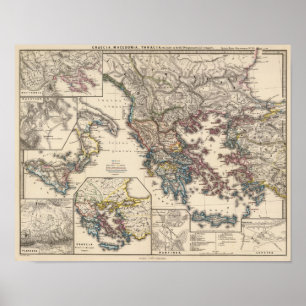 Karte von Graecia, Mazedonien, Thracia Poster