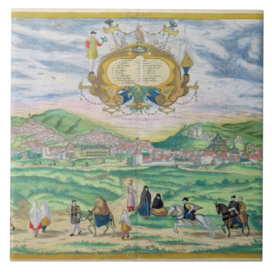 Karte von Granada, von "Civitates Orbis Terrarum" Fliese (Vorderseite)