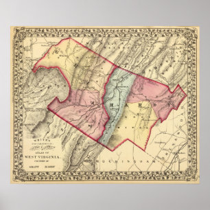 Karte von Grant, robuste Landkreise Poster