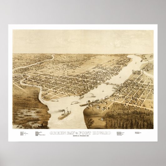 Karte von Green Bay, Wisconsin von 1867 Poster (Vorne)