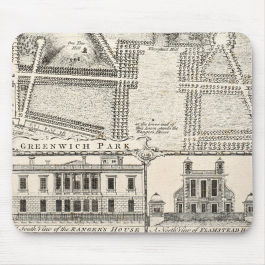Karte von Greenwich-Park Mousepad (Vorne)