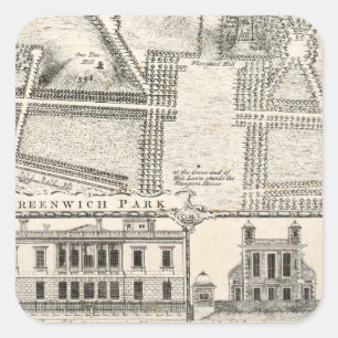 Karte von Greenwich-Park Quadratischer Aufkleber