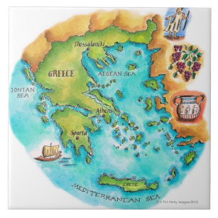 Karte von Griechenland-Inseln Fliese