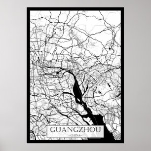 Karte von Guangzhou China Poster