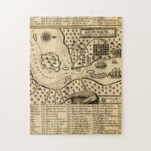 Karte von Guayaquil, Ecuador (1741) Puzzle (Vertikal)