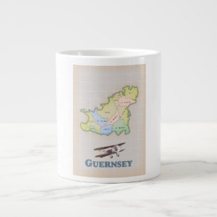 Karte von Guernsey im Vintage-Stil Jumbo-Tasse