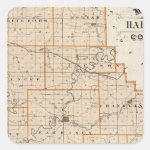 Karte von Harrison County Quadratischer Aufkleber