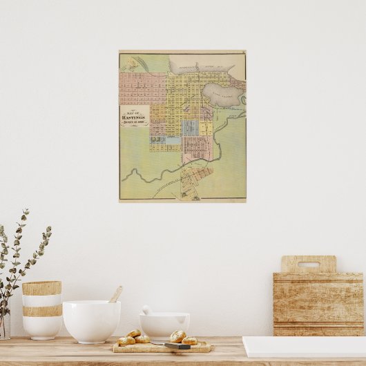 Karte von Hastings, Dakota Landkreis, Minnesota Poster (Küche)