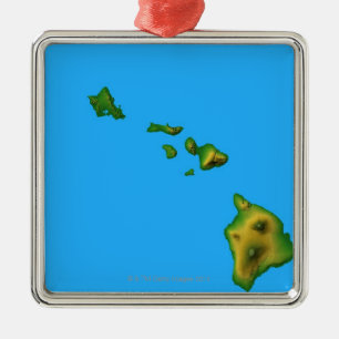 Karte von Hawaii Silbernes Ornament