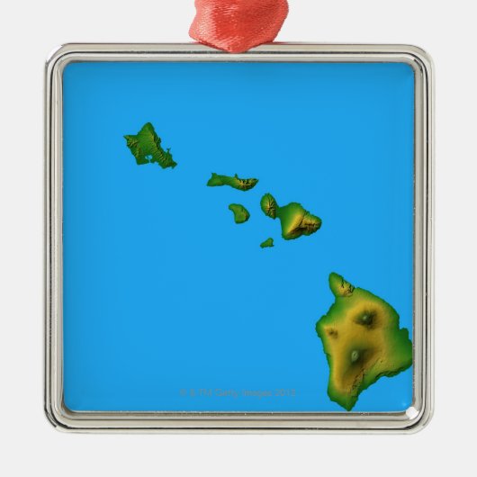 Karte von Hawaii Silbernes Ornament (Vorne)