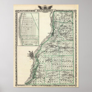 Karte von Henderson County und von Oquawka Poster