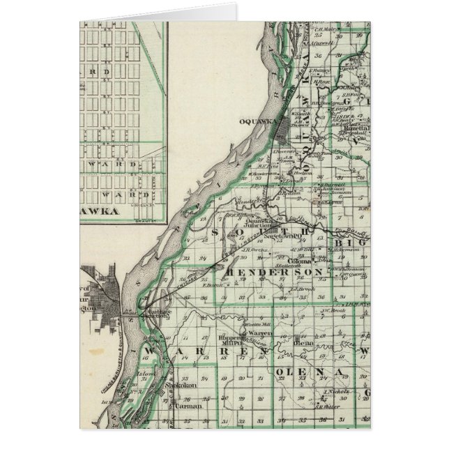Karte von Henderson Landkreis und Oquawka (Vorne)