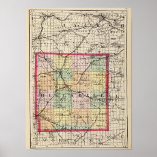 Karte von Hillsdale County, Michigan Poster
