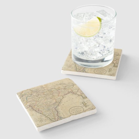 Karte von Hindostan oder von Indien Steinuntersetzer (Seitenansicht)