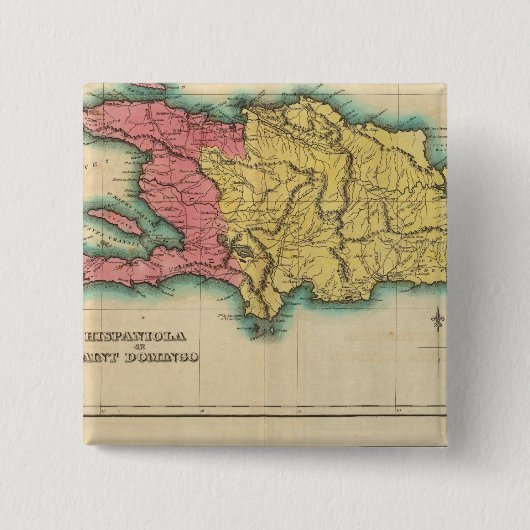 Karte von Hispaniola oder St Domingo Button (Vorderseite)