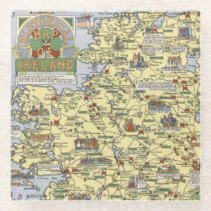 Karte von historischem Irland Glasuntersetzer