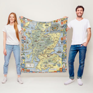 Karte von historischem Schottland Fleecedecke