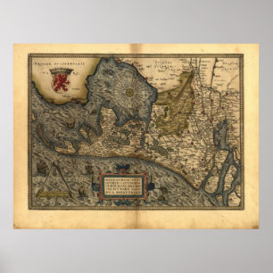 Karte von Holland 1570 - Abraham Ortelius Poster