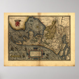 Karte von Holland 1570 - Abraham Ortelius Poster