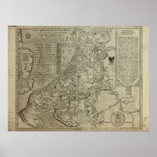 Karte von Holland 1583 - Leo Belgicus Poster (Vorne)