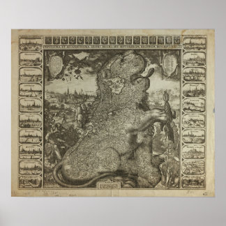 Karte von Holland 1609 - Claes Jansz Visscher Poster