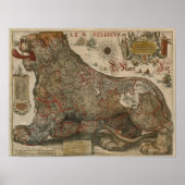 Karte von Holland und Belgien - 1630 Poster (Vorne)