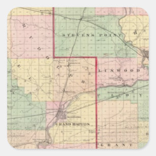 Karte von Holz- und Portage-Landkreisen Quadratischer Aufkleber