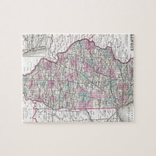 Karte von Illinois, Joseph Hutchins Colton Puzzle (Horizontal)