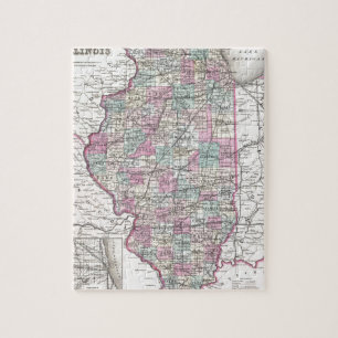 Karte von Illinois, Joseph Hutchins Colton Puzzle