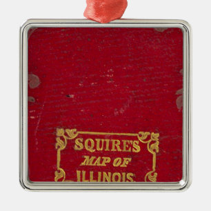 Karte von Illinois Silbernes Ornament