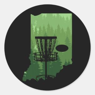 Karte von Indiana Disc Golf Spieler Frisbees Disc Runder Aufkleber