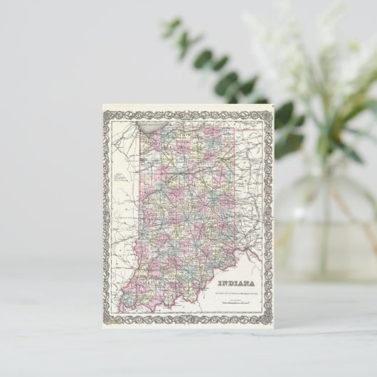 Karte von Indiana. Joseph Hutchins Colton (Stehend Vorderseite)