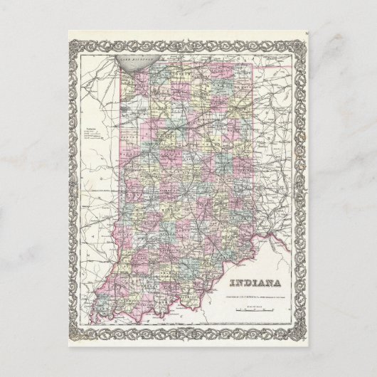 Karte von Indiana. Joseph Hutchins Colton (Vorderseite)