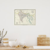 Karte von Indien, Birma und Südostasien, Siam Poster (Küche)