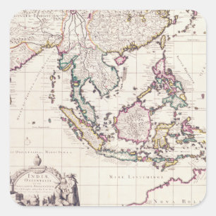 Karte von Indien u. von Ostinseln Quadratischer Aufkleber
