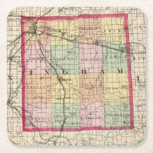 Karte von Ingham County, Michigan Rechteckiger Pappuntersetzer